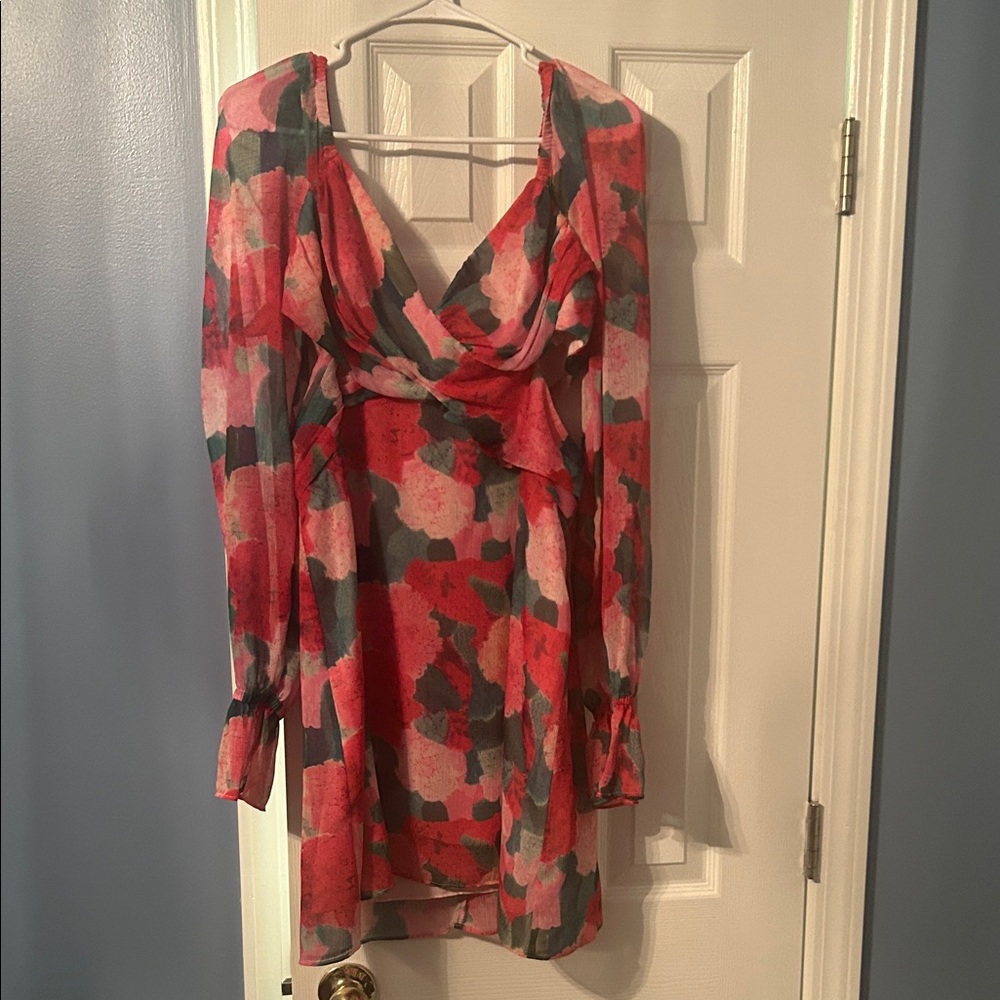 Louna XL Floral Long Sleeve Dress w/ Cutouts